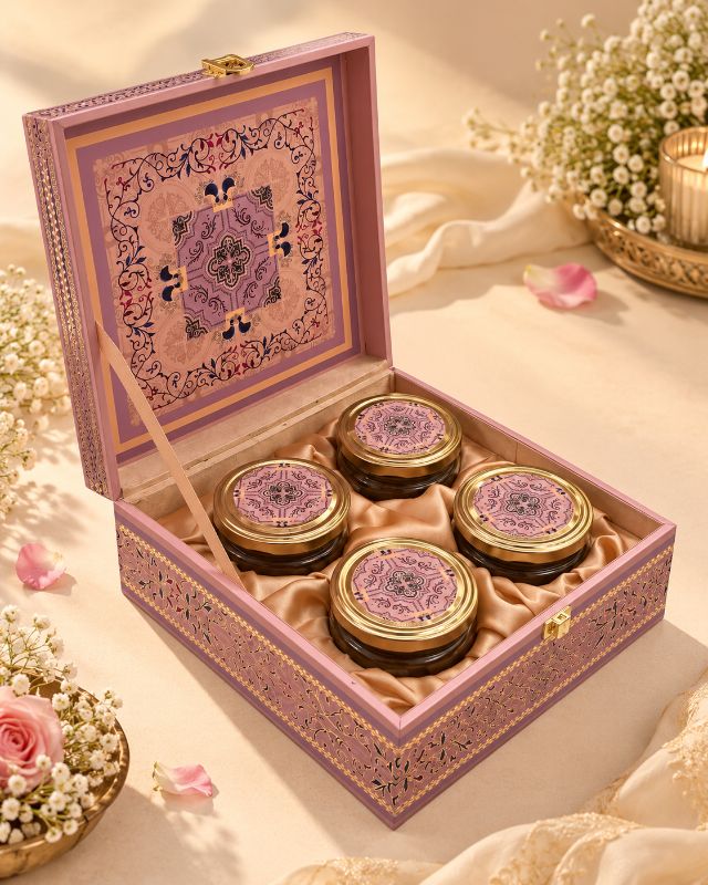 ROYAL PINK GOLD-FOIL DRY FRUIT GIFTING BOX